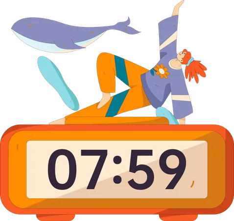 Female Doing Morning Exercise  Illustration