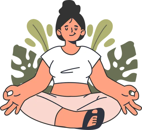 Female doing morning yoga  Illustration