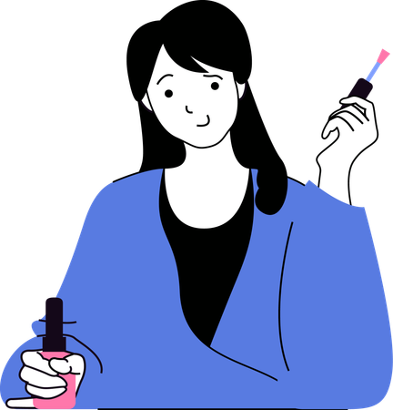 Female Doing nailart  Illustration