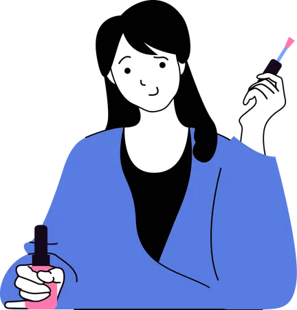 Female Doing nailart  Illustration