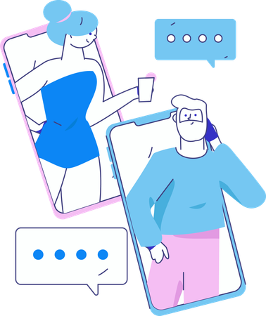 Female Doing Online Chat  Illustration