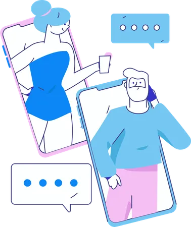 Female Doing Online Chat  Illustration