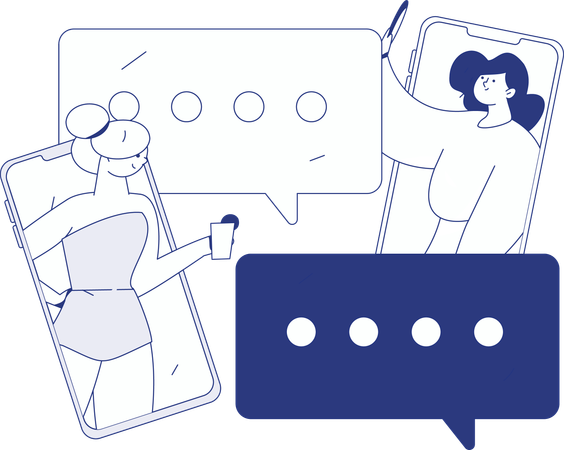 Female Doing Online Chatting  Illustration