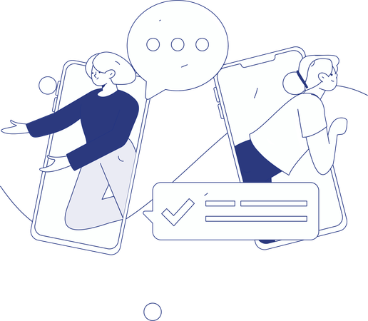 Female Doing Online Chatting  Illustration