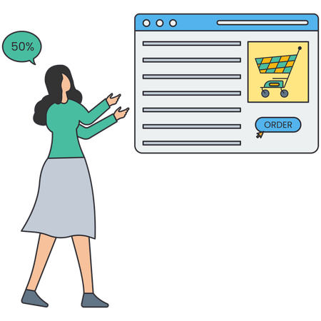 Female Doing Online Order  Illustration