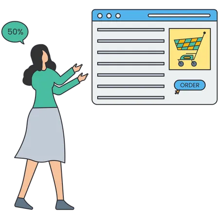 Female Doing Online Order  Illustration