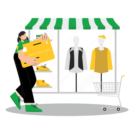 Female doing online shopping  Illustration