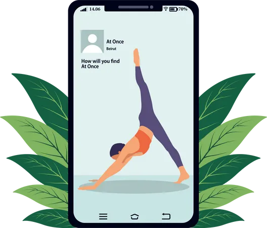 Female doing Online yoga  Illustration