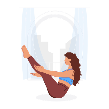 Female Doing Pilates Pose  Illustration