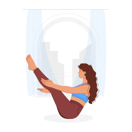 Female Doing Pilates Pose  Illustration