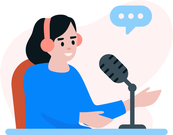 Female Doing Podcast  Illustration