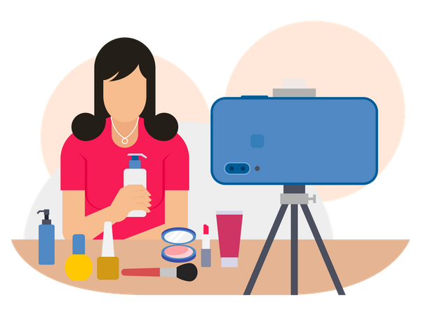 Female doing product review Illustration