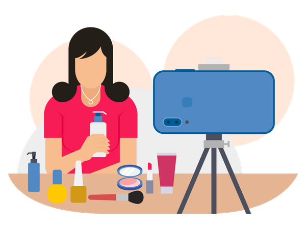 Female doing product review  Illustration