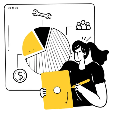Female Doing Resource Management  Illustration