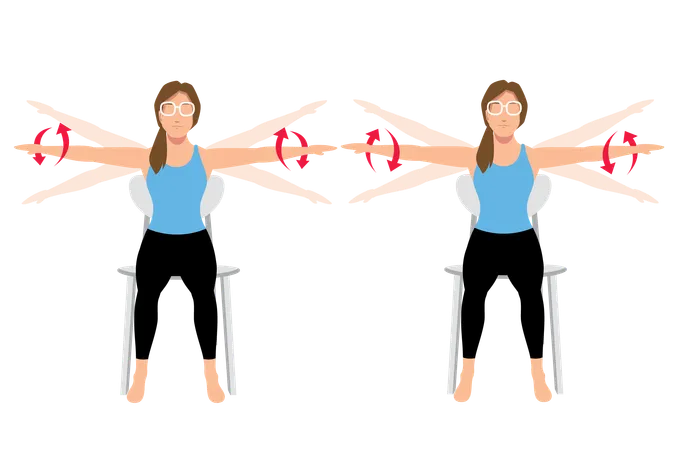 Female doing Seated arm circles  Illustration