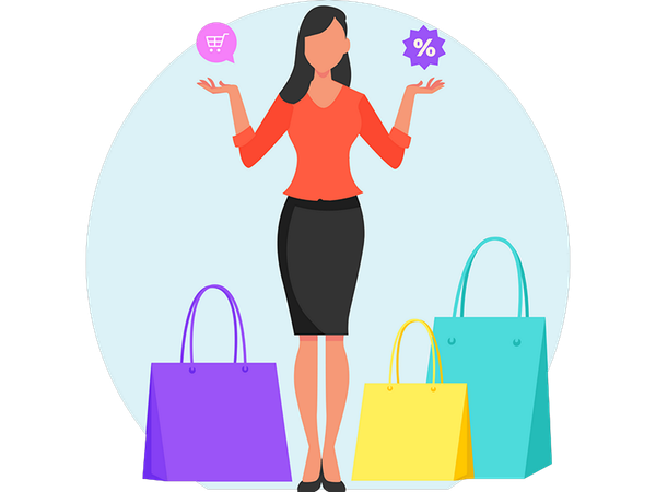 Female doing Shopping during discount  Illustration