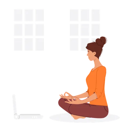 Female Doing Sitting Lotus  Illustration