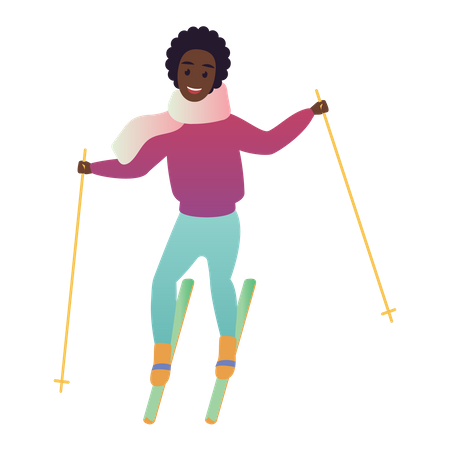 Female doing skiing  Illustration