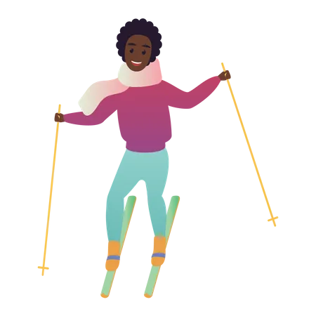 Female doing skiing  Illustration