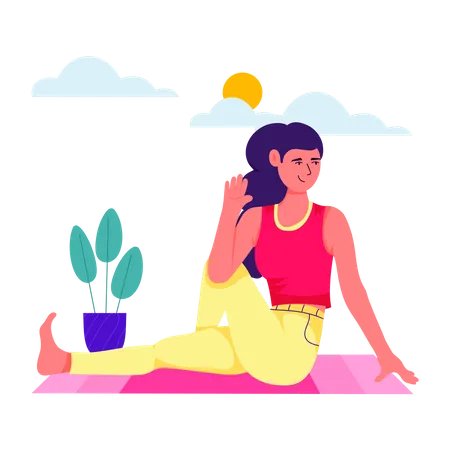 Female doing Spinal Twist  Illustration