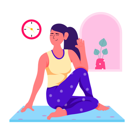 Female doing Spinal Twist  Illustration