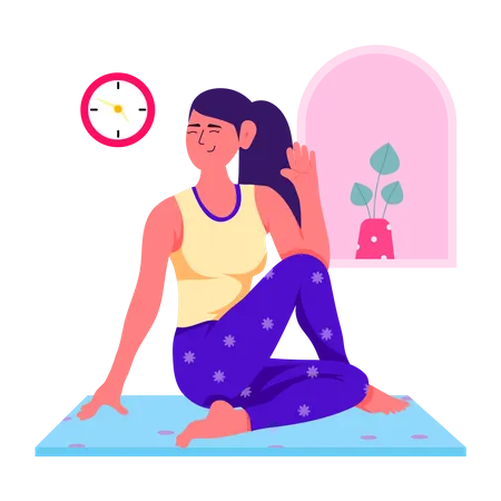 Female doing Spinal Twist  Illustration