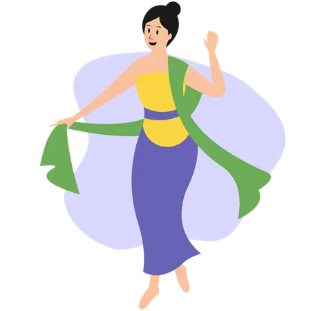 Female doing Traditional Dance  Illustration