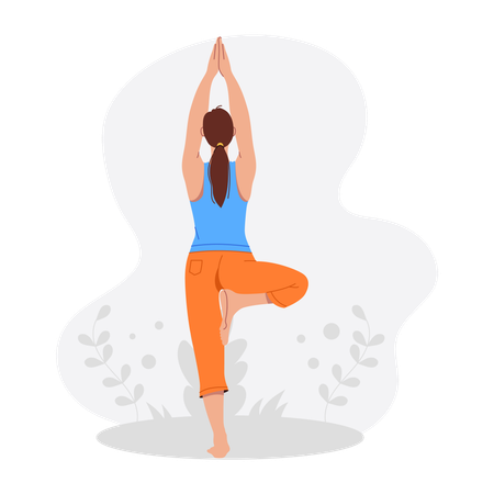 Female Doing Tree Pose  Illustration