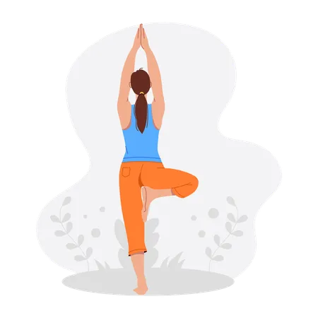 Female Doing Tree Pose  Illustration