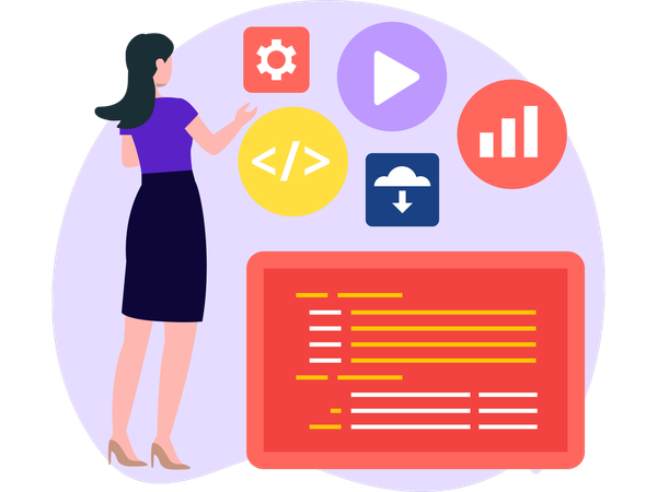 Female Doing Web Development  Illustration