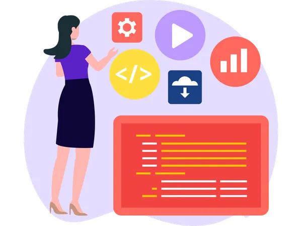 Female Doing Web Development  Illustration