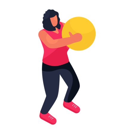 Female doing workout with ball  Illustration
