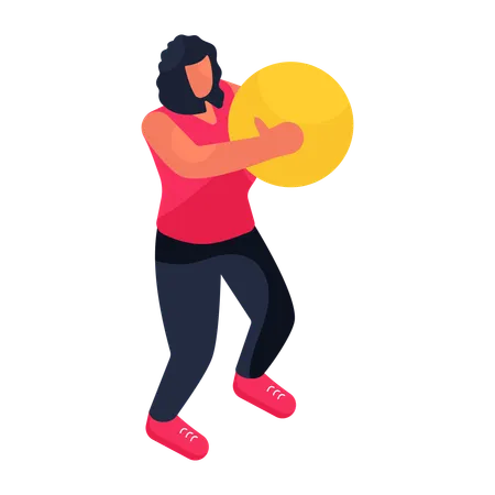 Female doing workout with ball  Illustration