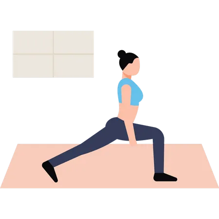 The Girl Is Stretching One Of Her Legs Backwards Illustration