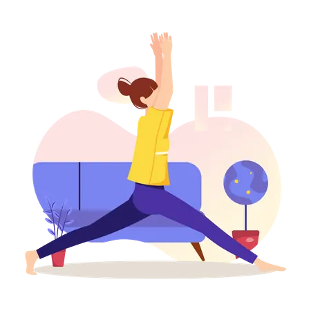 Female doing yoga at home  Illustration