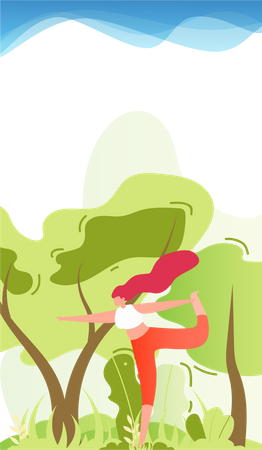 Female doing yoga in park  Illustration