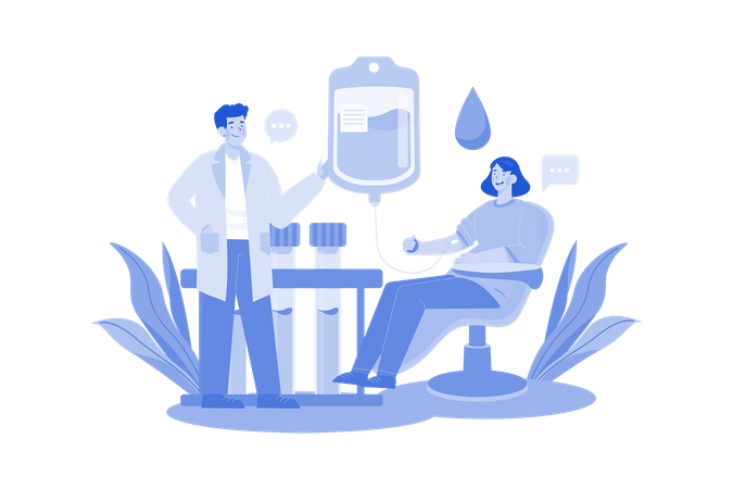 Female Donor Giving Blood For Donation  Illustration