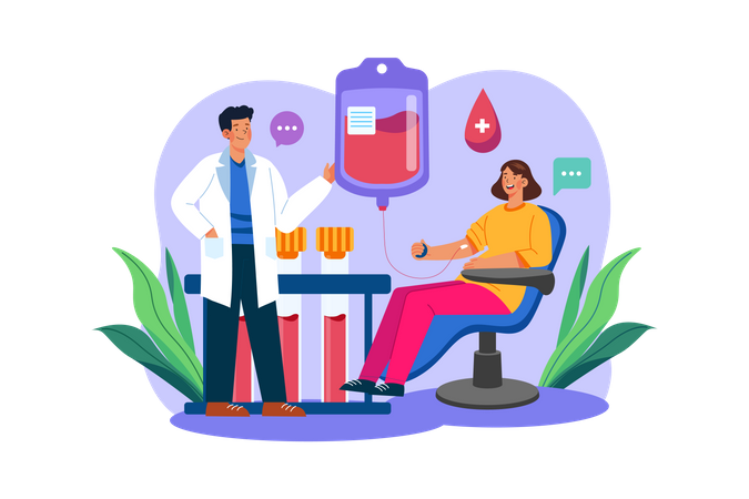 Female Donor Giving Blood For Donation  Illustration