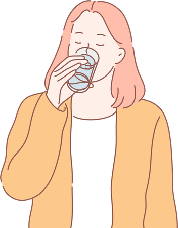 Female drinking water  Illustration