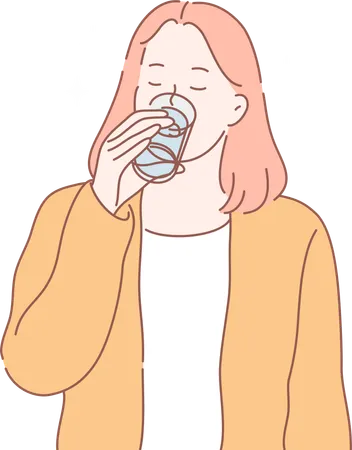 Female drinking water  Illustration