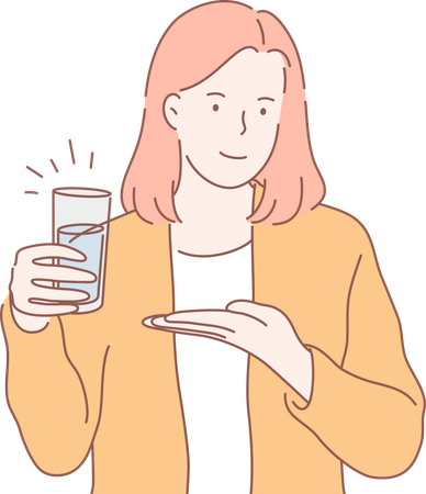 Female drinking water  Illustration