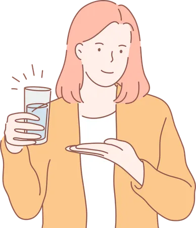 Female drinking water  Illustration