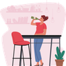 illustration for woman drinking wine