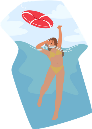 Female Drowning in water  Illustration
