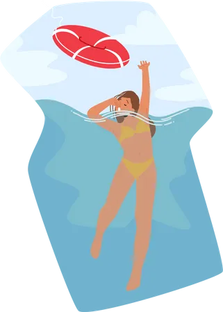 Female Drowning in water  Illustration