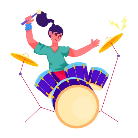 Female Drum Player  Illustration