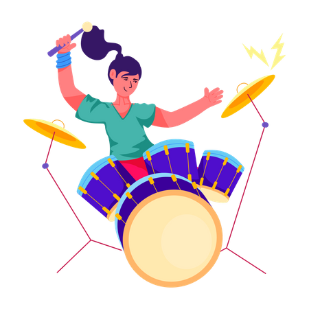 Female Drum Player  Illustration