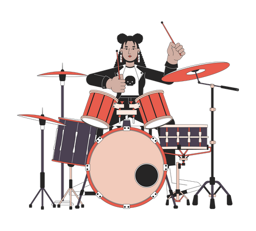 Female drummer rocker  Illustration