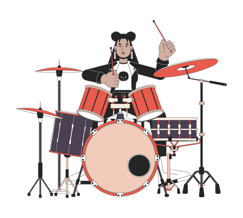 Female drummer rocker  Illustration