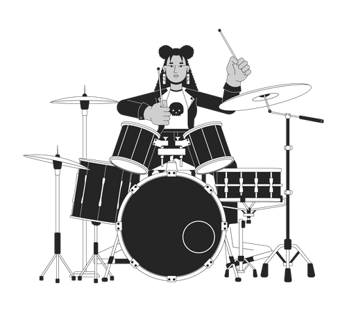 Female drummer rocker  Illustration